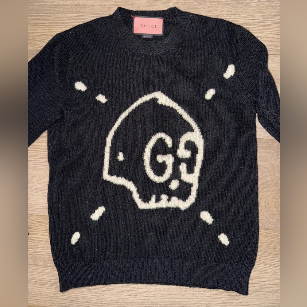 Gucci Wool Black and White Skull Crew Neck Sweater - Picture 2 of 8